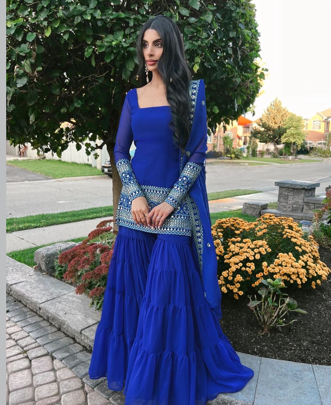 Royal Blue color Party Wear Sharara Dress For Wedding season Jillex Fabric Royal Blue color Party Wear Sharara Dress For Wedding season Jillex Fabric