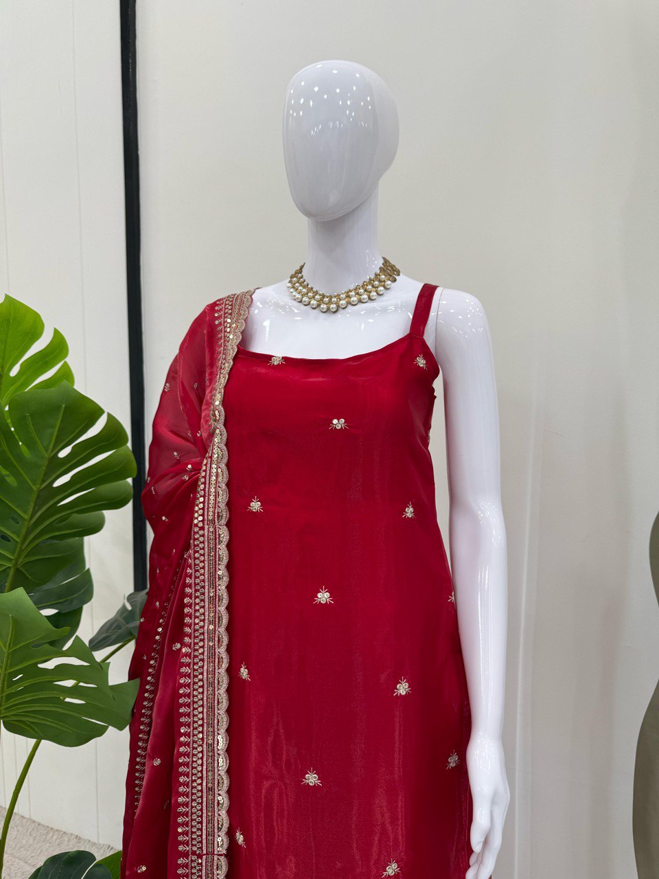 Maroon Color Jimi Choo Silk Designer Palazzo Dress