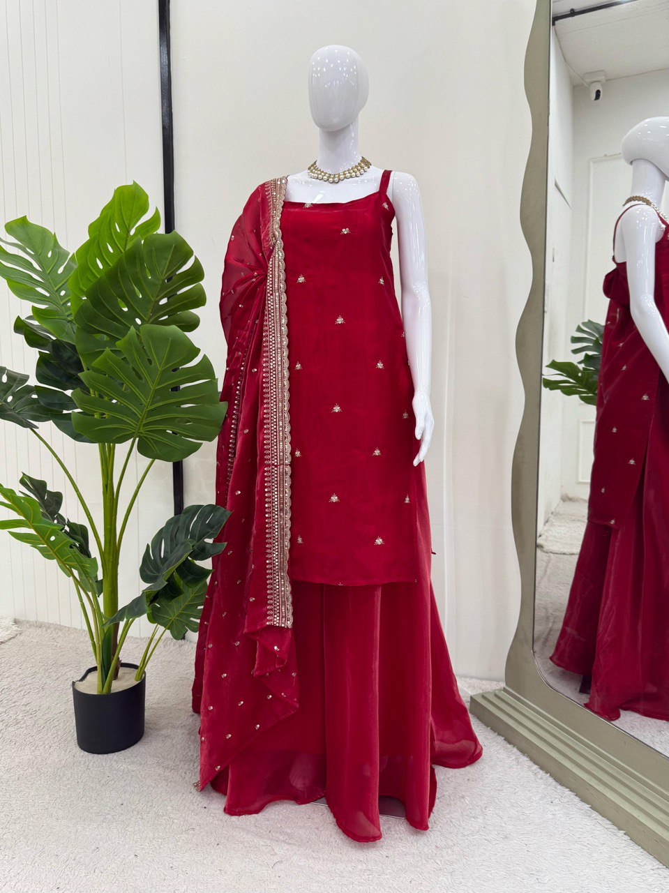 Maroon Color Jimi Choo Silk Designer Palazzo Dress