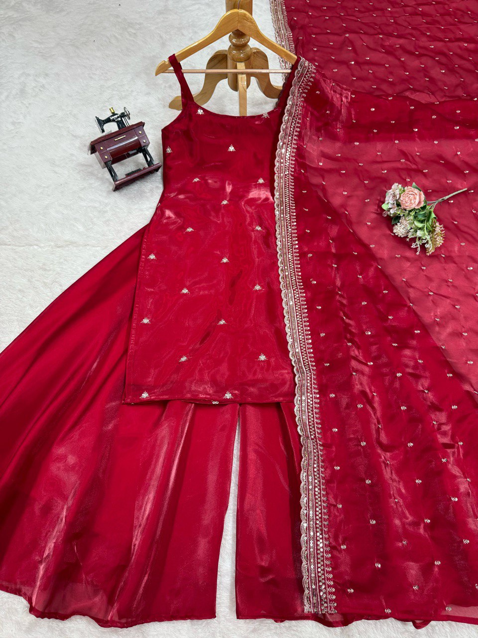 Maroon Color Jimi Choo Silk Designer Palazzo Dress