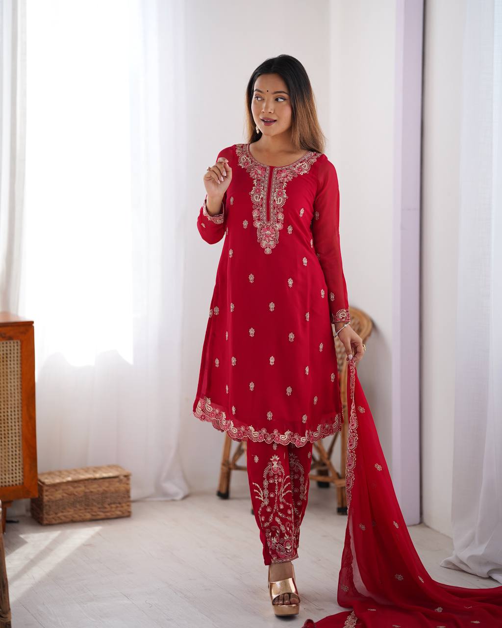 Buy Mustered Color Party Wear Designer Anarkali Suit