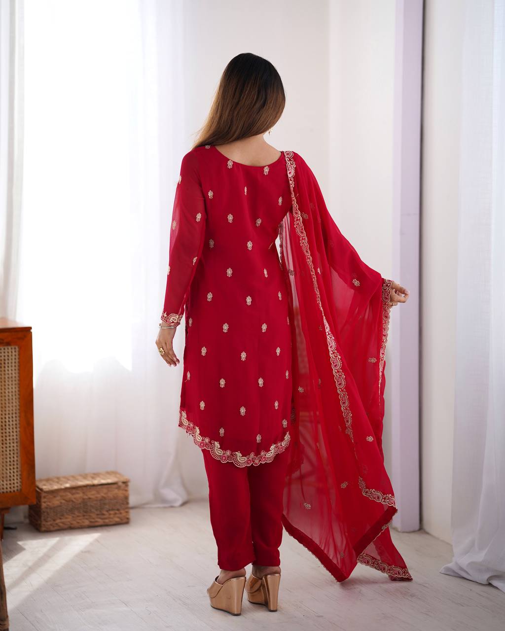 Buy Mustered Color Party Wear Designer Anarkali Suit