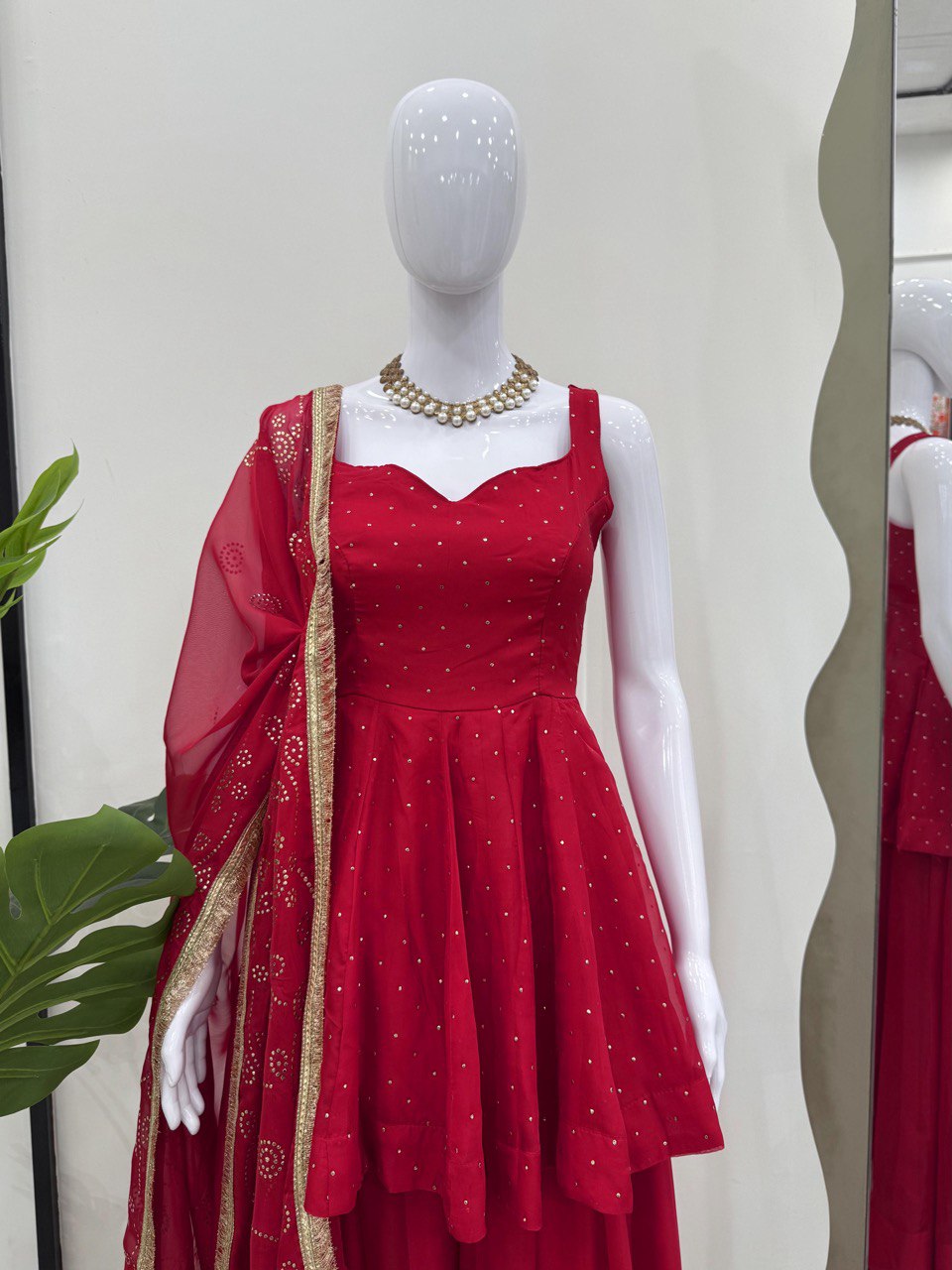 Pure Tabby Organza Mukesh Work Top Palazzo