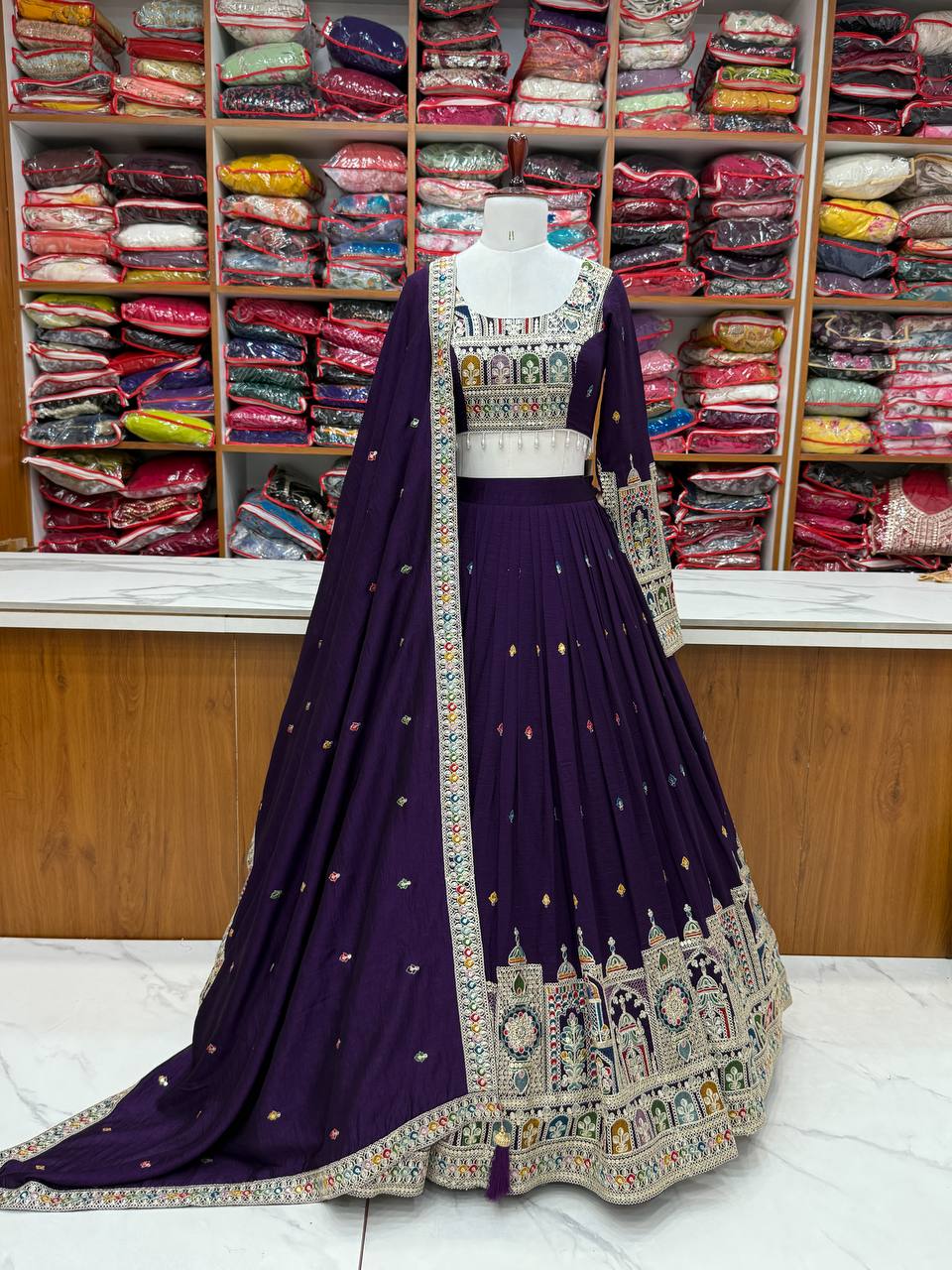 Purple color Sequence Embroidery work Designer Lehenga Choli for Wedding Function