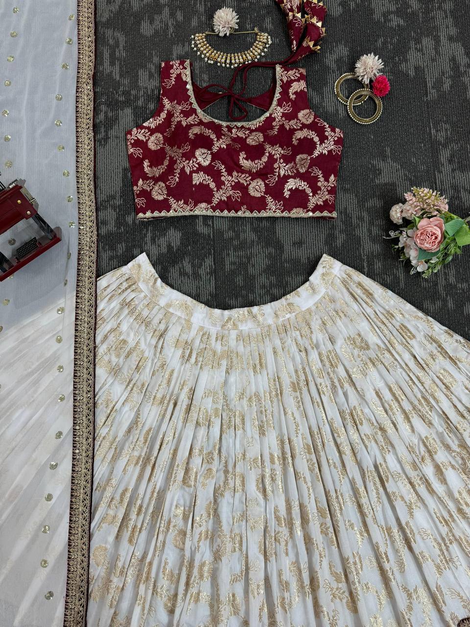 Beautiful White Color Sequences Work Designer Lehenga Choli