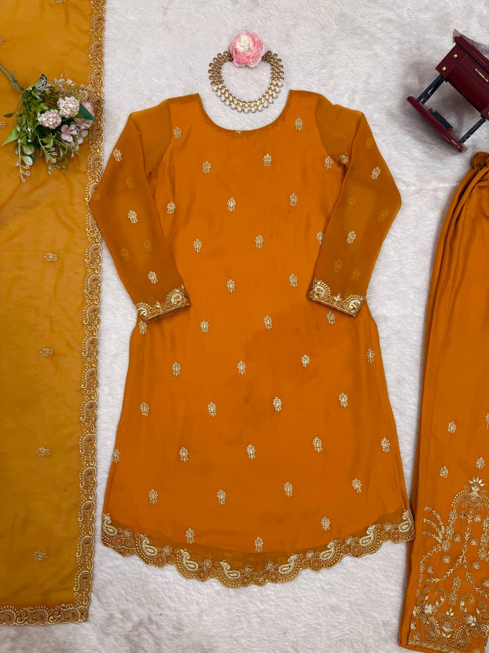 Buy Mustered Color Party Wear Designer Anarkali Suit