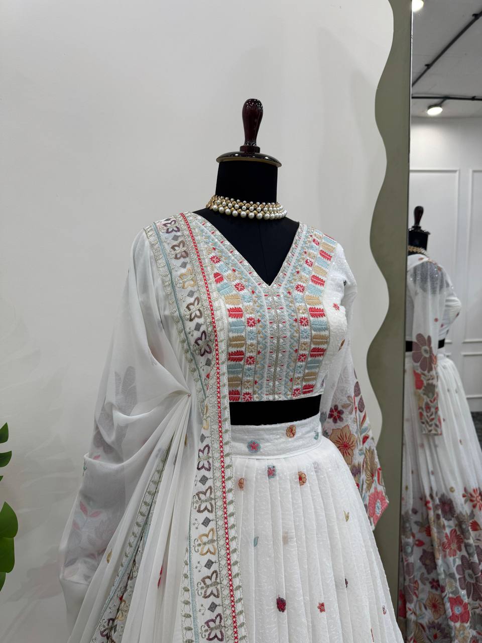 White color Georgette Sequences Embroidery Work Designer Lehenga Choli