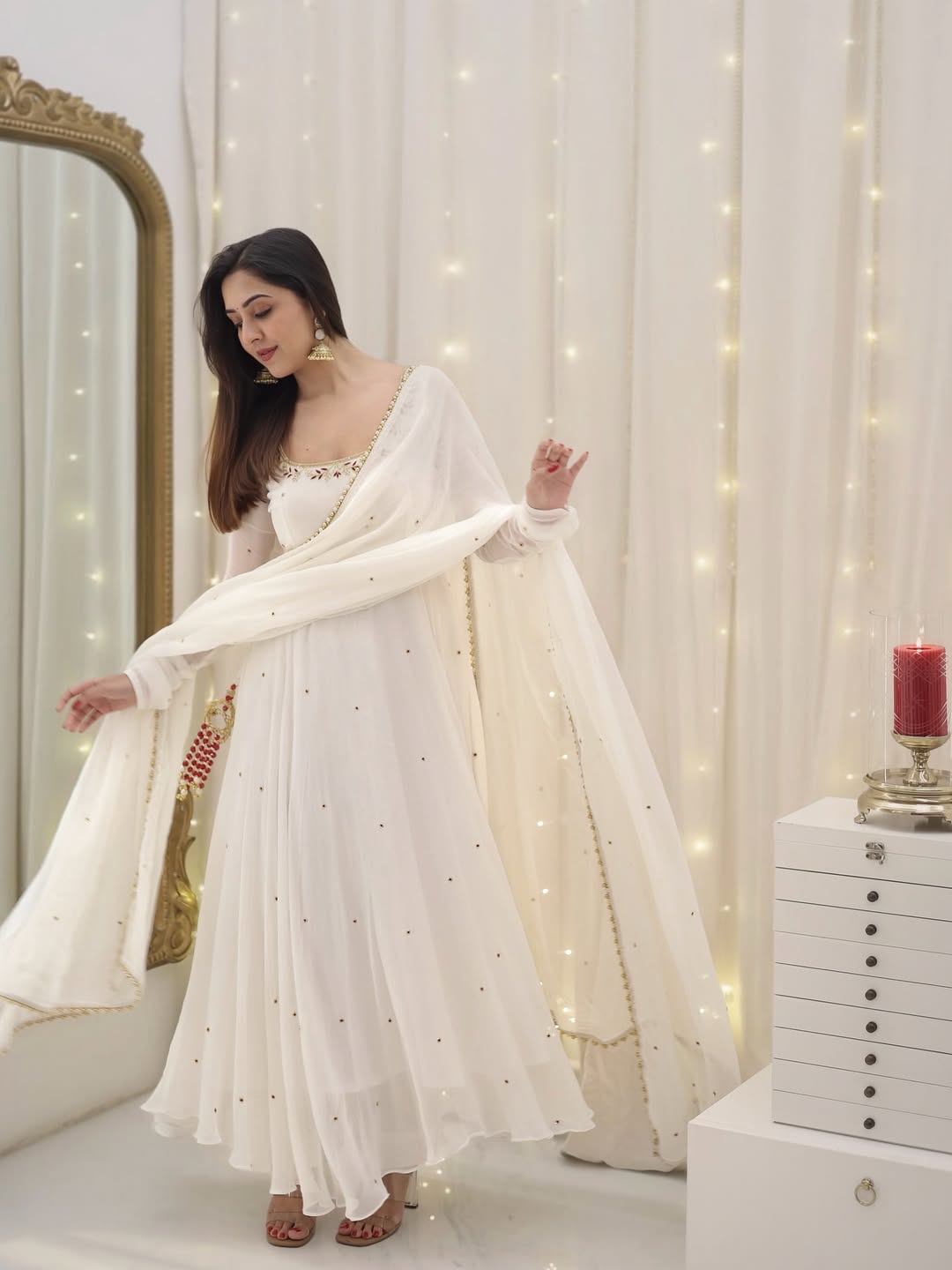 Most Trending Georgette Designer Gown Pant & Dupatta Set