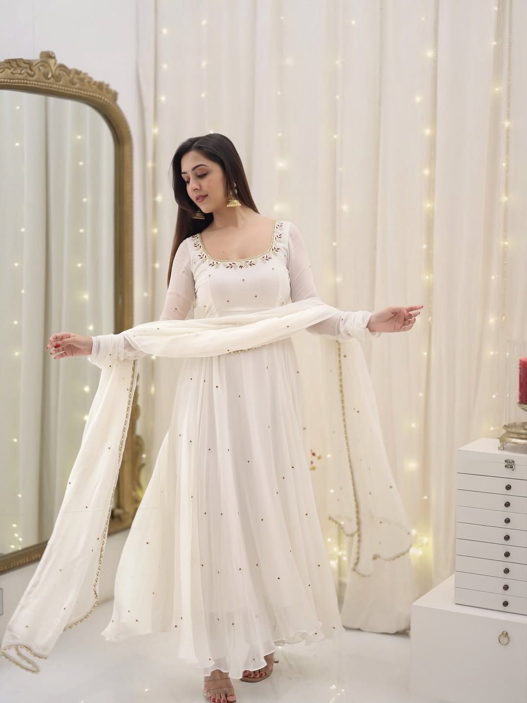 Most Trending Georgette Designer Gown Pant & Dupatta Set