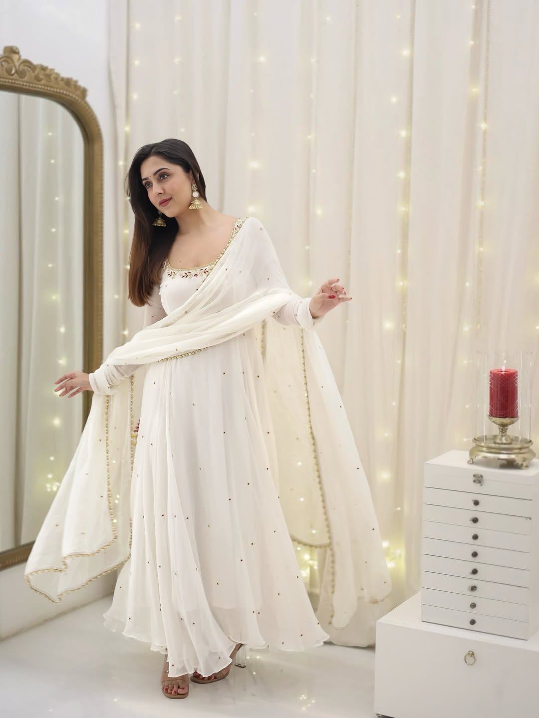 Most Trending Georgette Designer Gown Pant & Dupatta Set