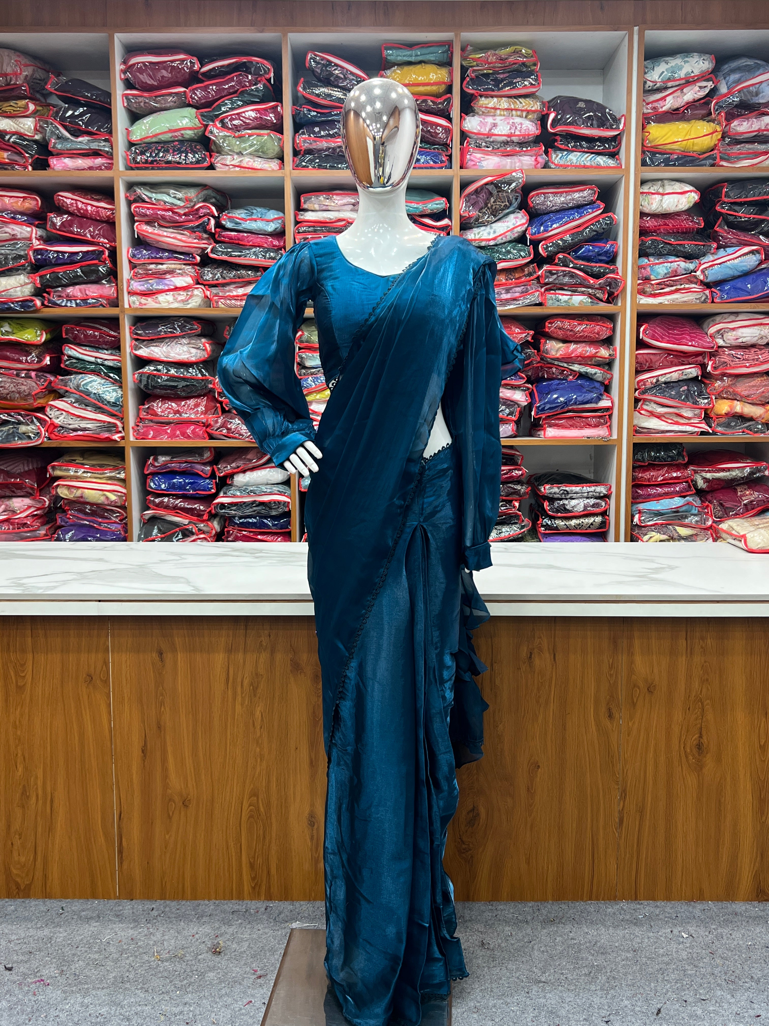 Blue Color Jimmy Choo Ready To Wear Saree