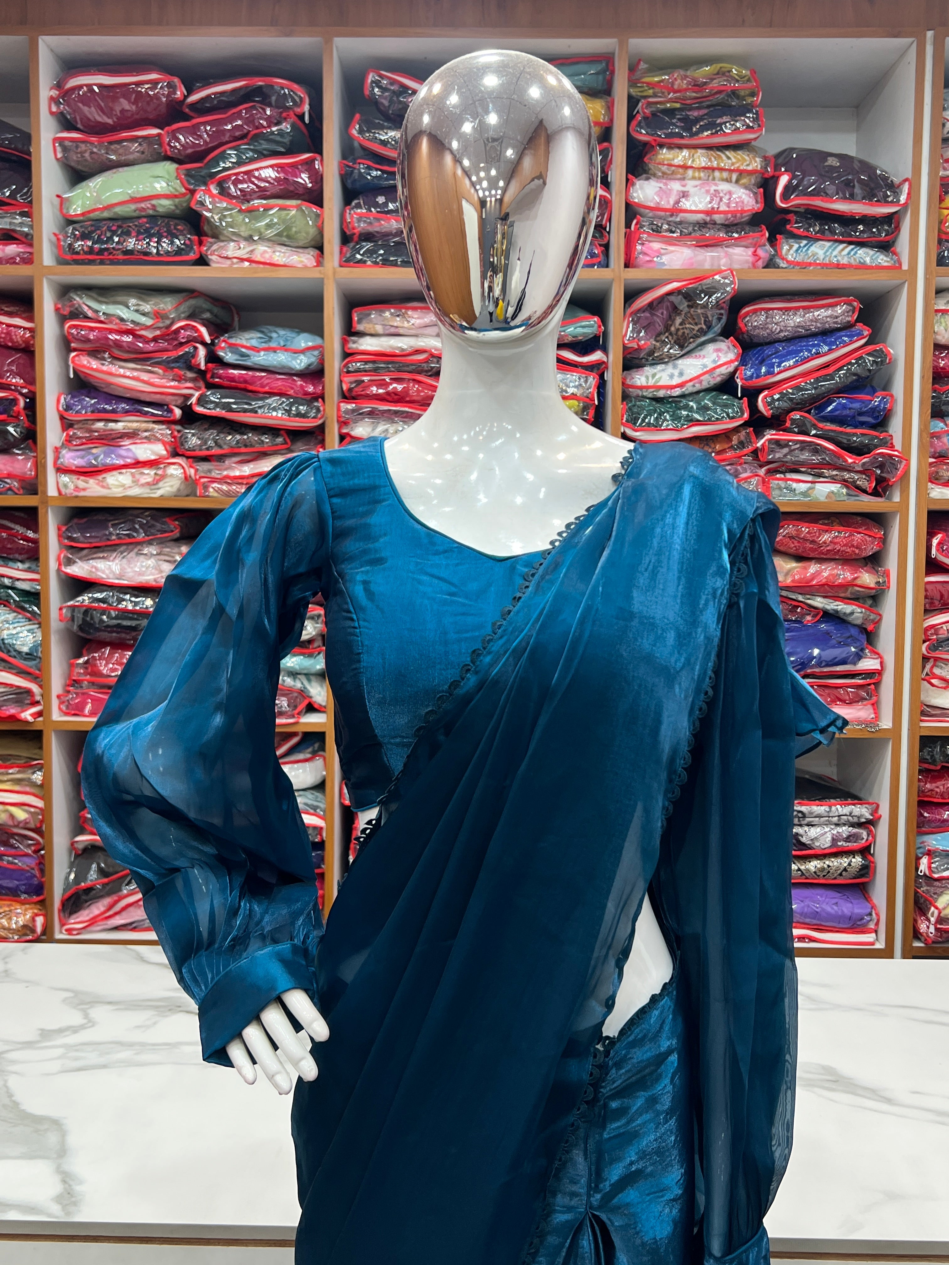 Blue Color Jimmy Choo Ready To Wear Saree