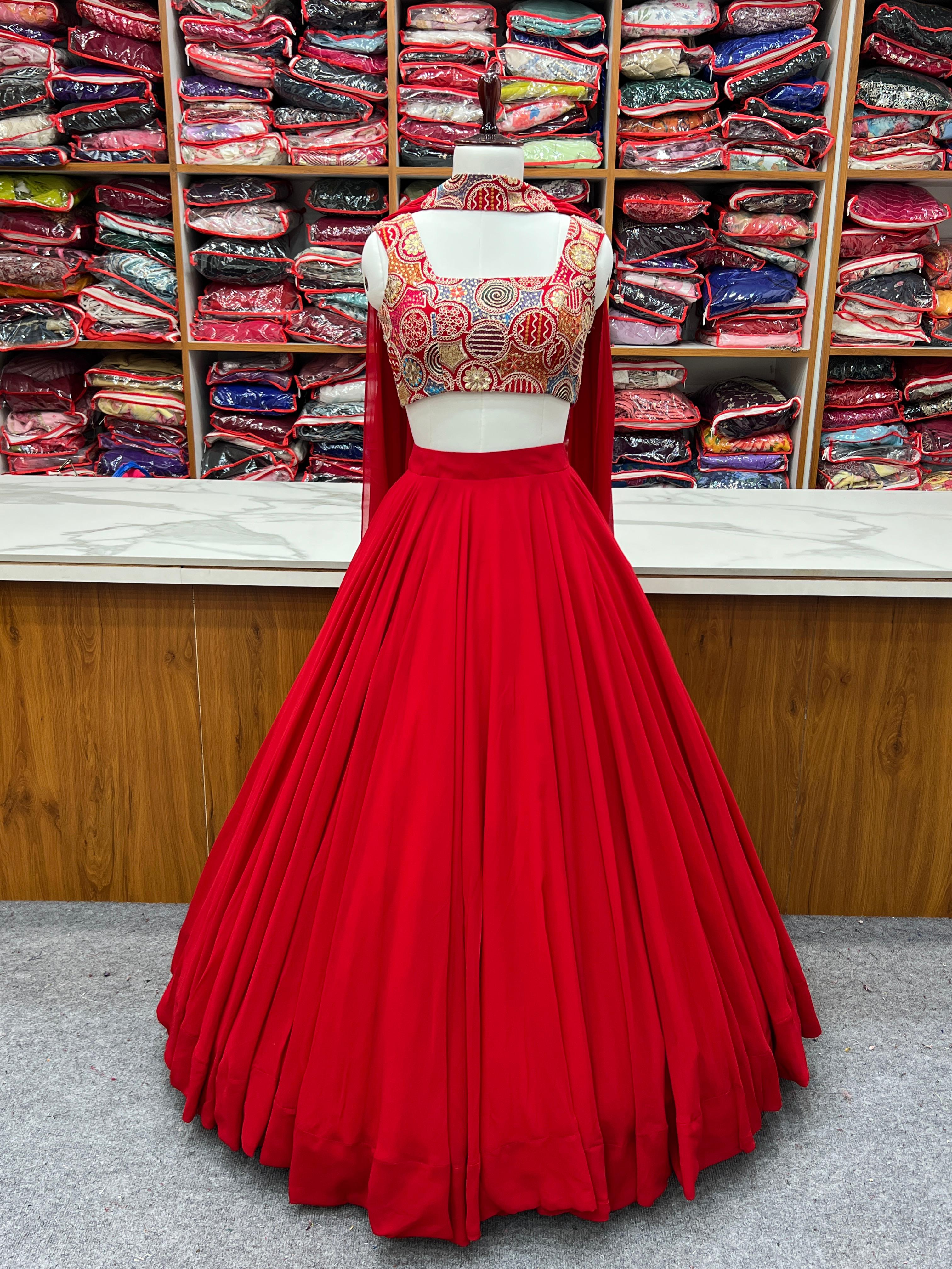 Red Color Ready To Wear Designer Lehenga Choli