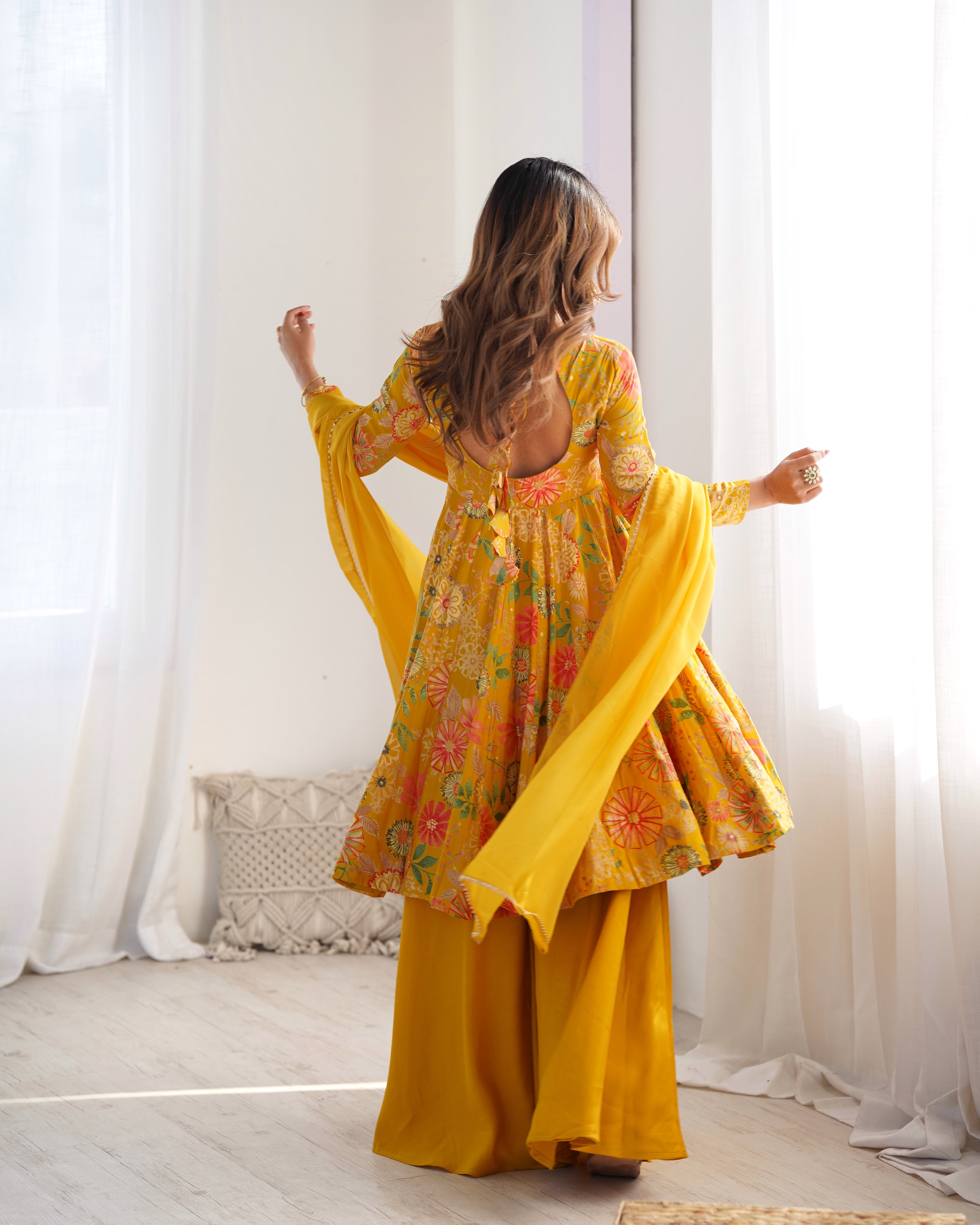 Yellow Color Designer Top & Palazzo Suit For Wedding Season