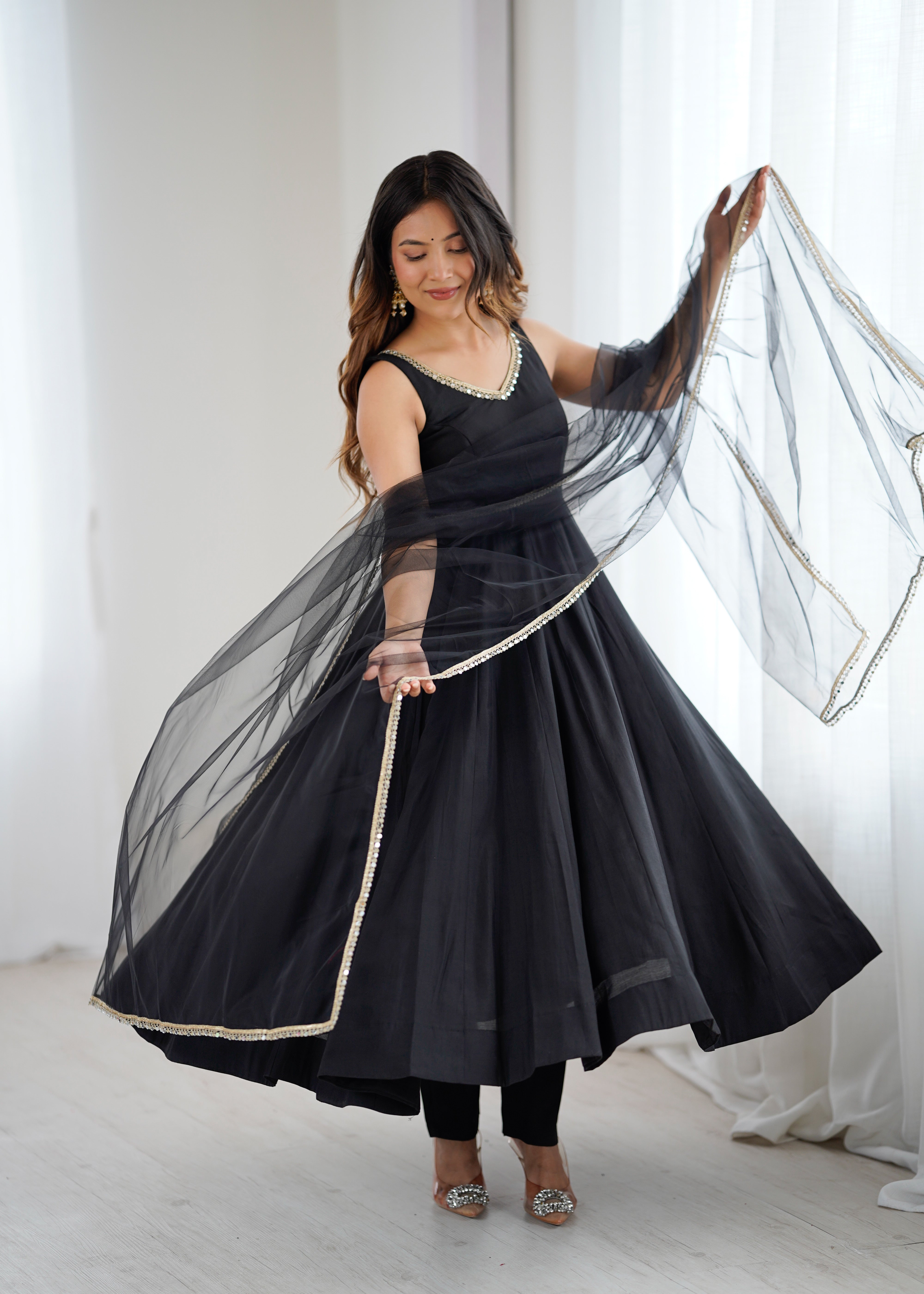 Festival Special Fully Flair Anarkali Gown With Pant & Dupatta