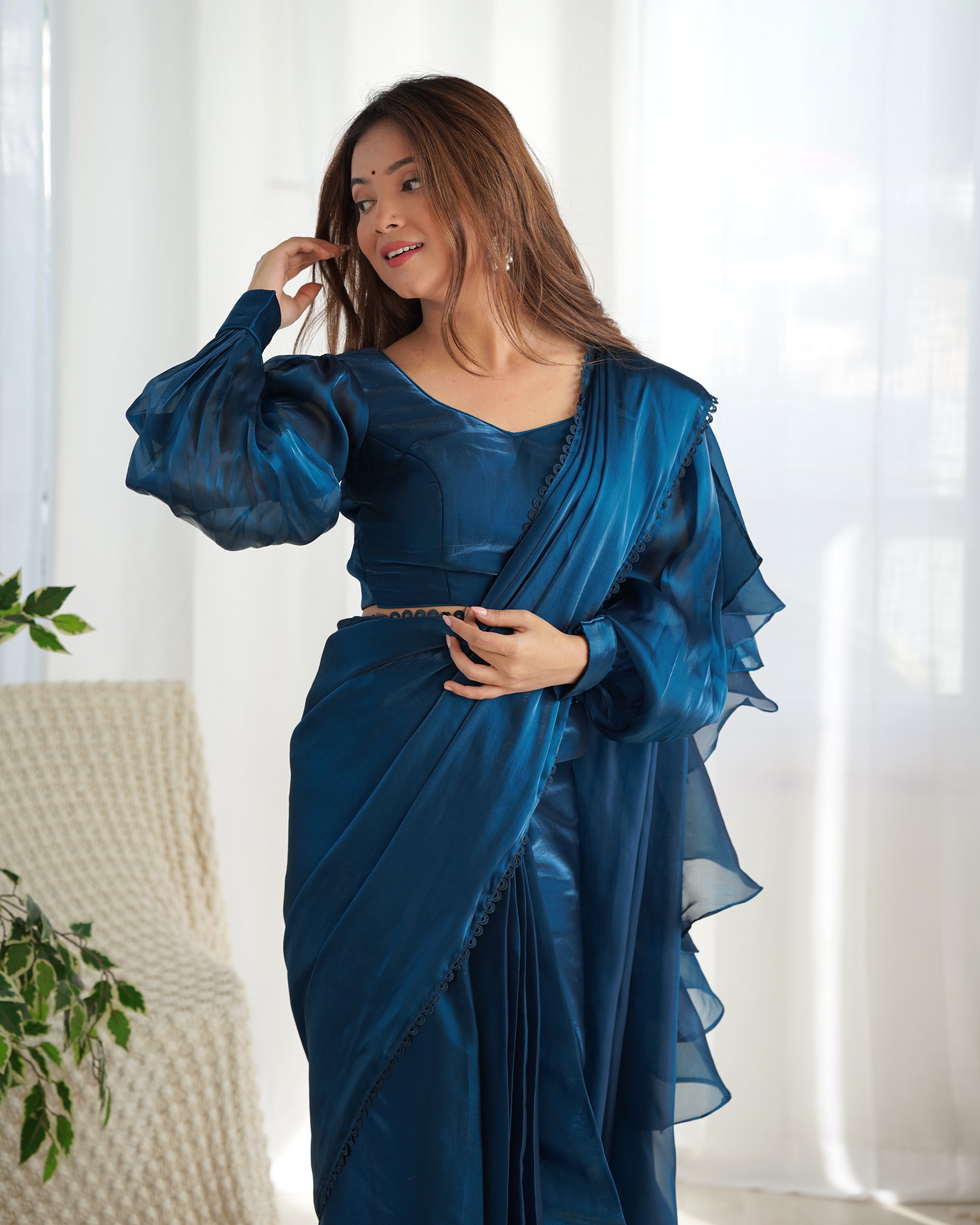 Blue Color Jimmy Choo Ready To Wear Saree