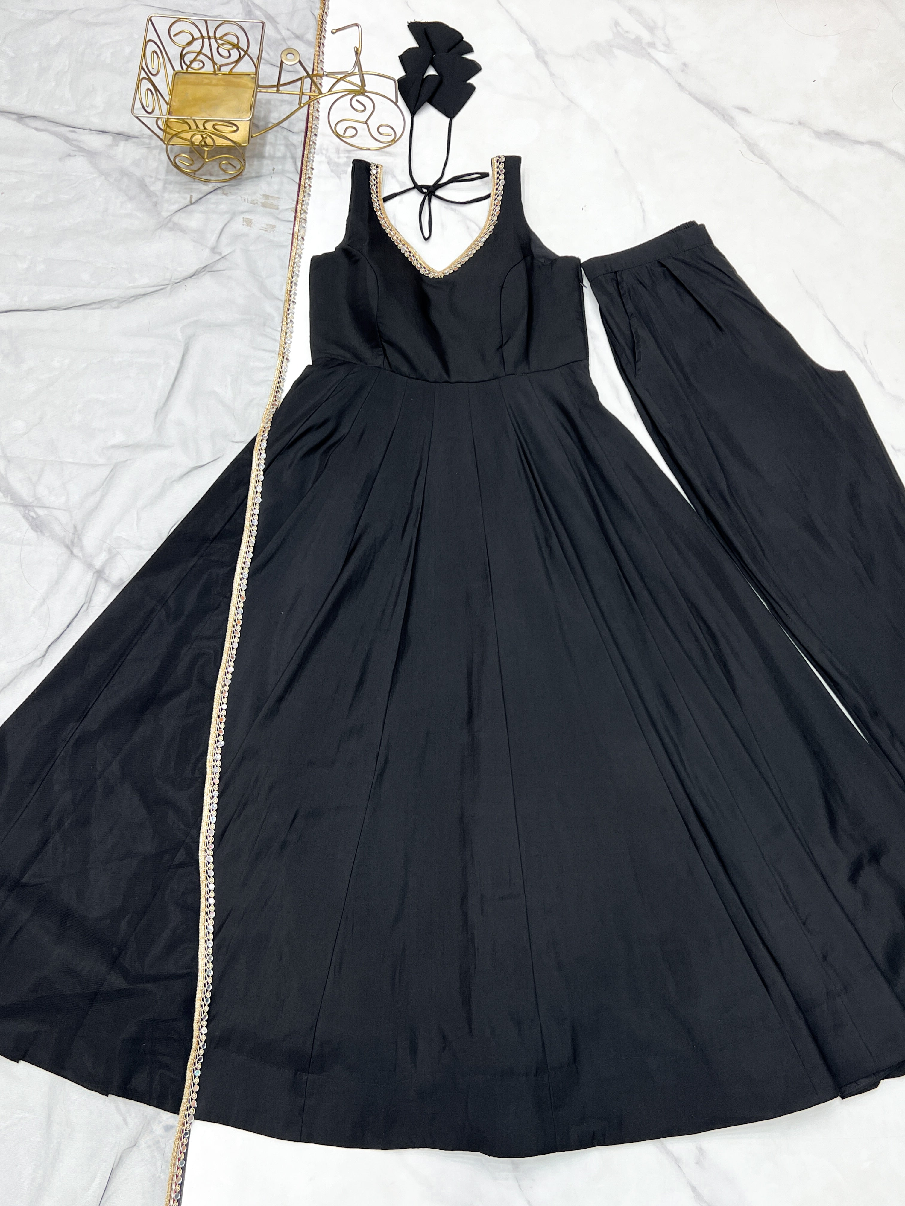Festival Special Fully Flair Anarkali Gown With Pant & Dupatta