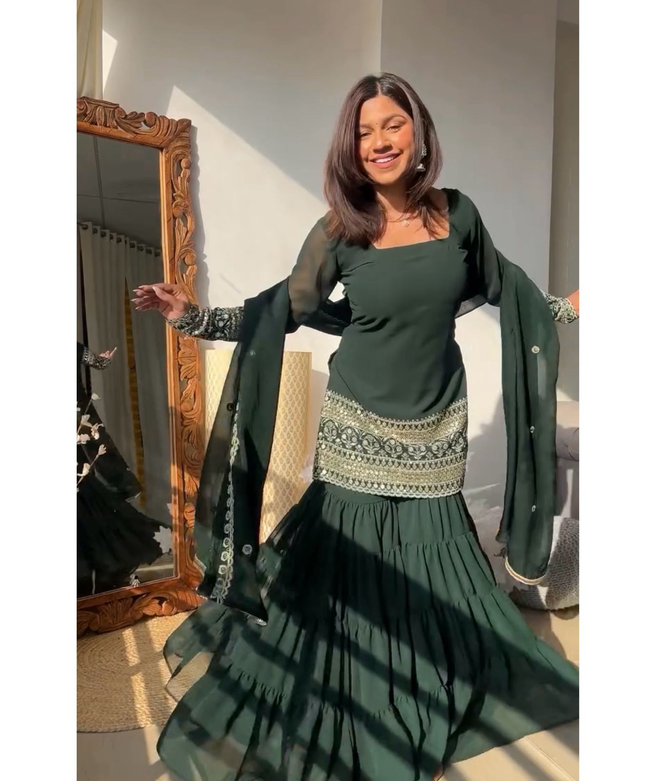 Wine color Party Wear Sharara Dress For Wedding season