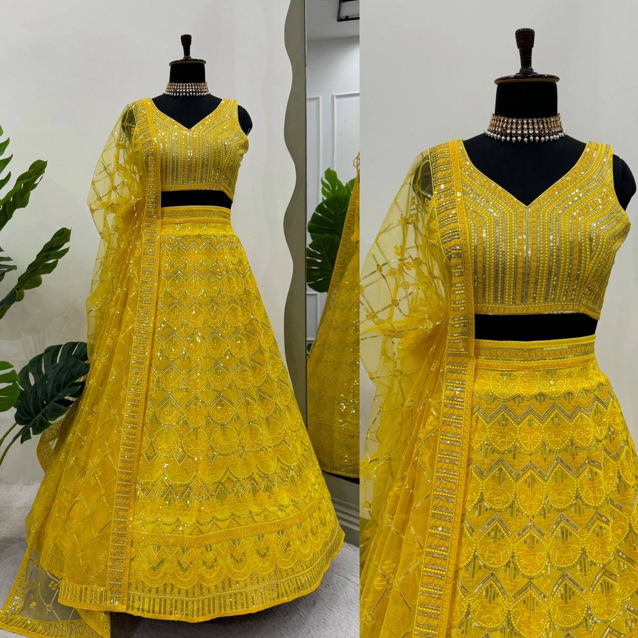 Yellow color Georgette Fabric Designer Lehenga Choli