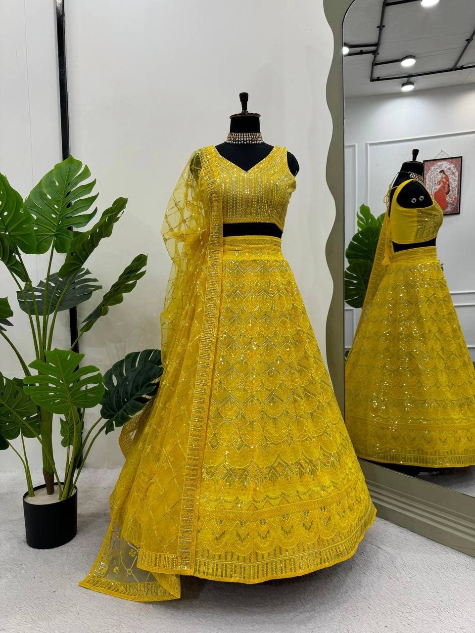 Yellow color Georgette Fabric Designer Lehenga Choli