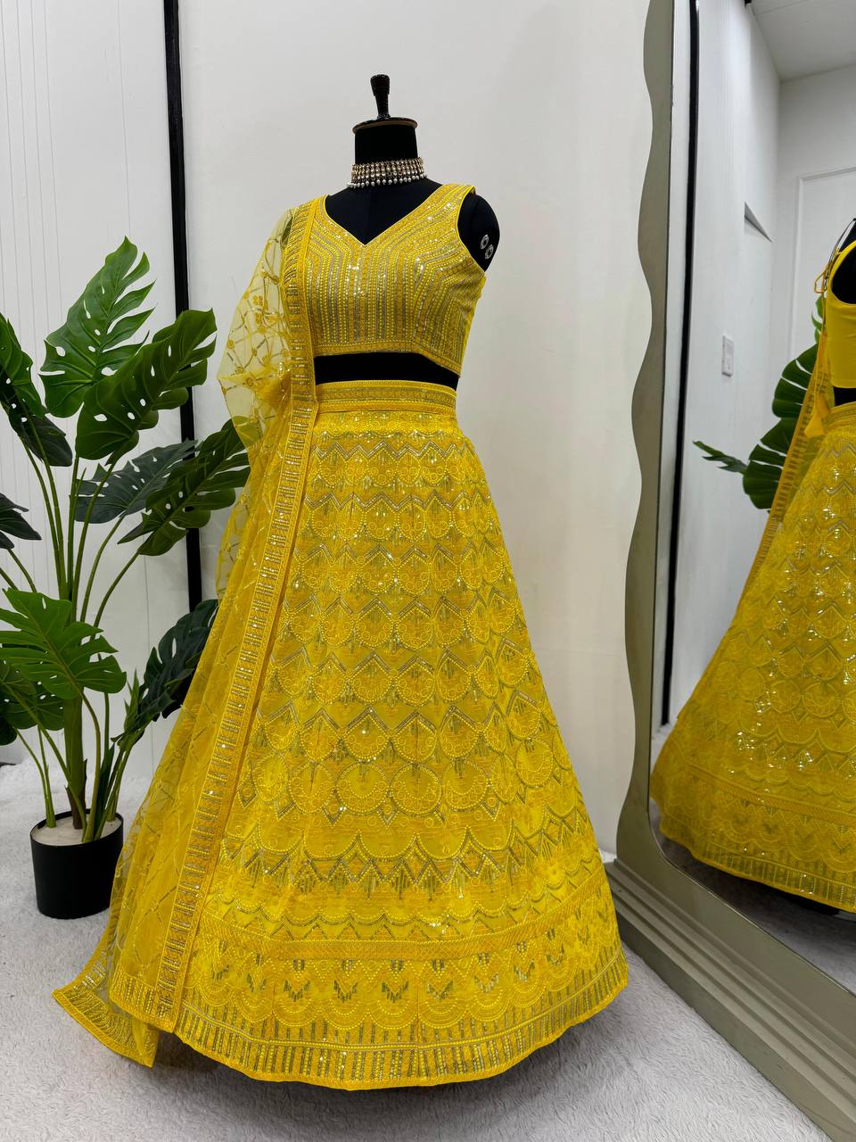 Yellow color Georgette Fabric Designer Lehenga Choli