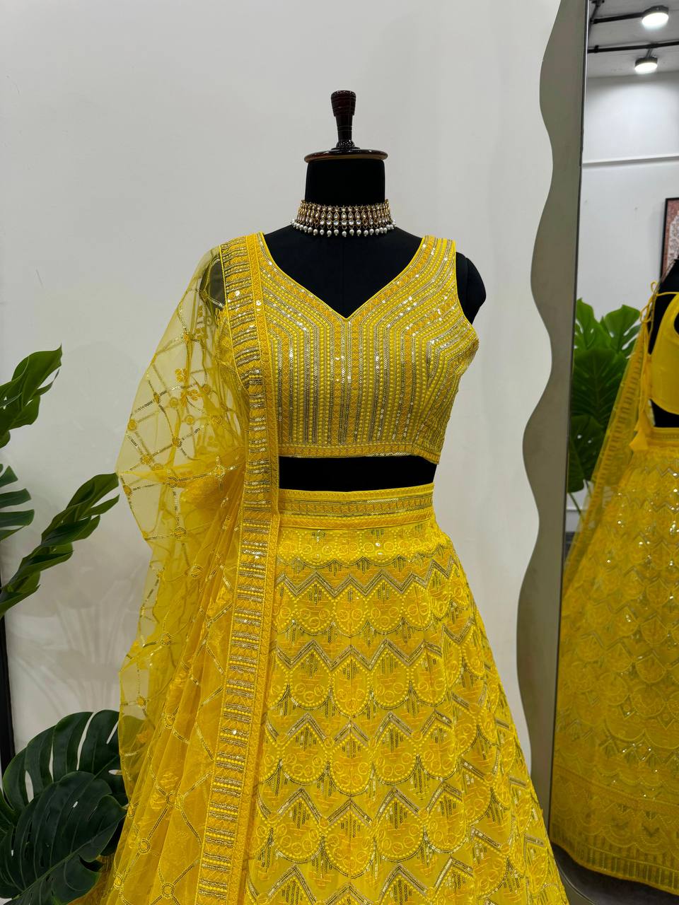 Yellow color Georgette Fabric Designer Lehenga Choli