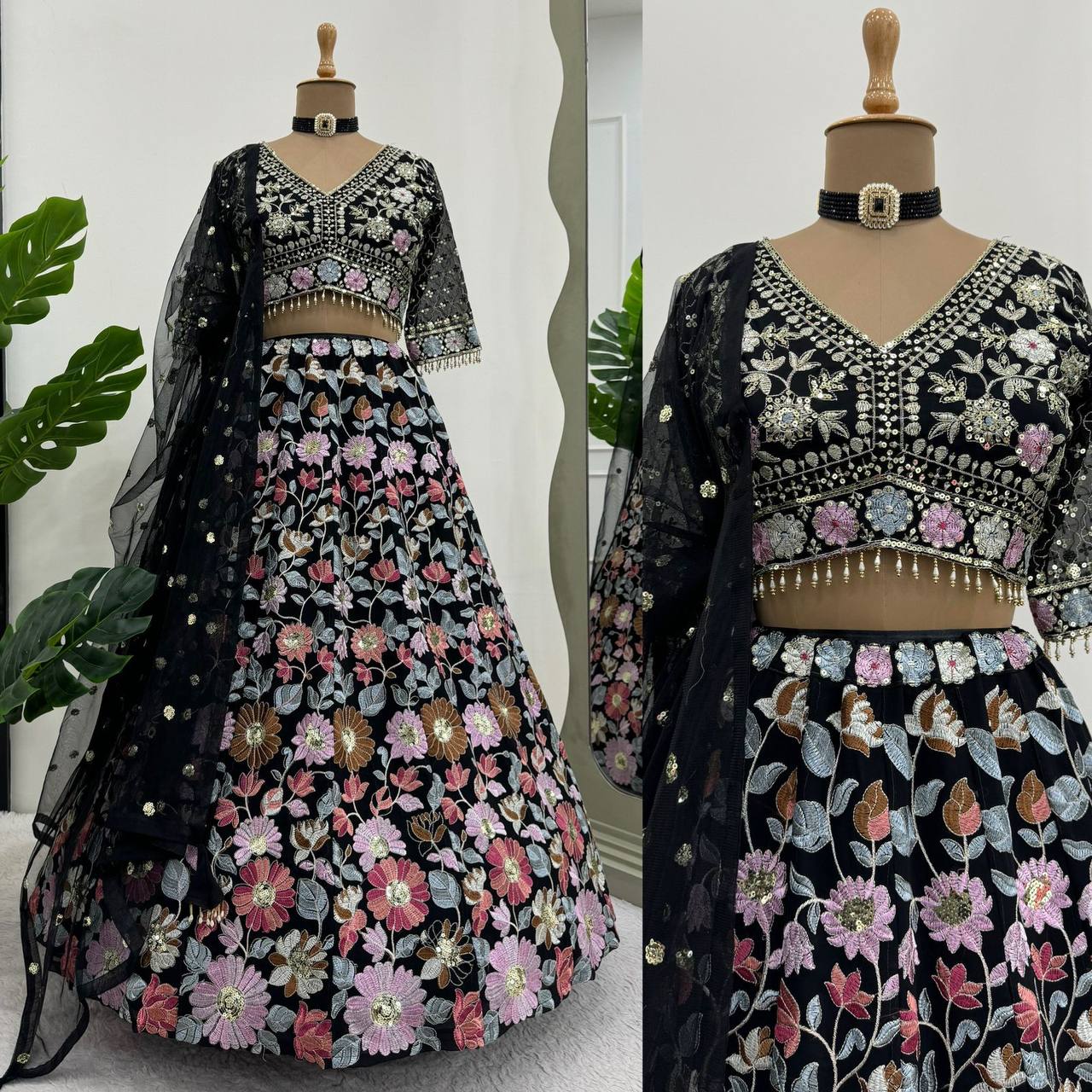 Black color Georgette Fabric Designer Lehenga Choli