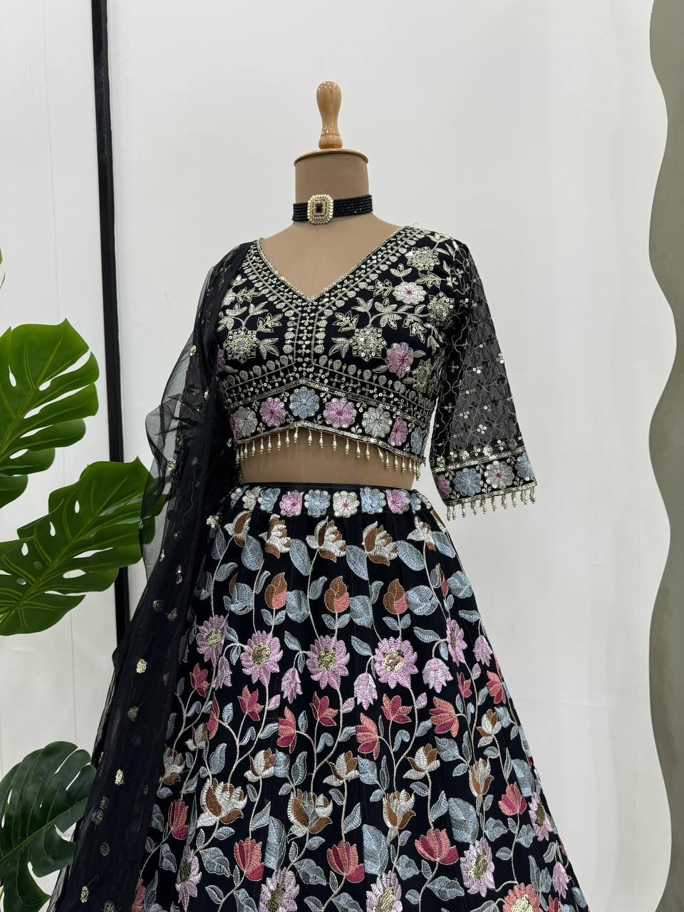 Black color Georgette Fabric Designer Lehenga Choli