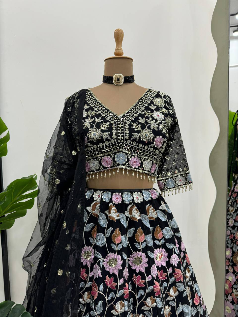 Black color Georgette Fabric Designer Lehenga Choli