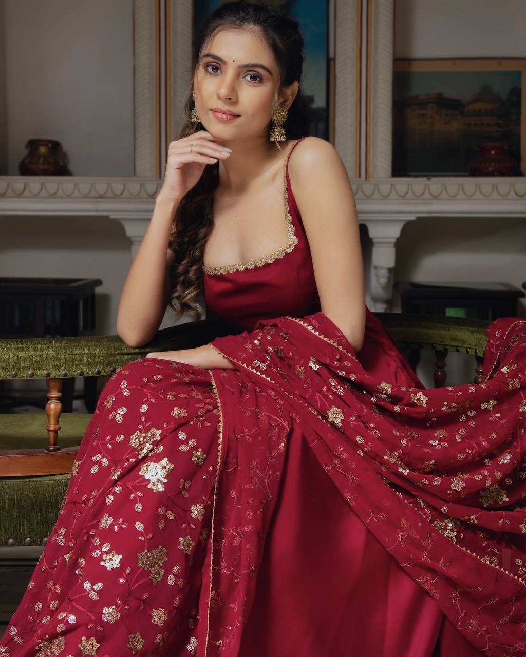 Most Trending Georgette Designer Gown Pant & Dupatta Set